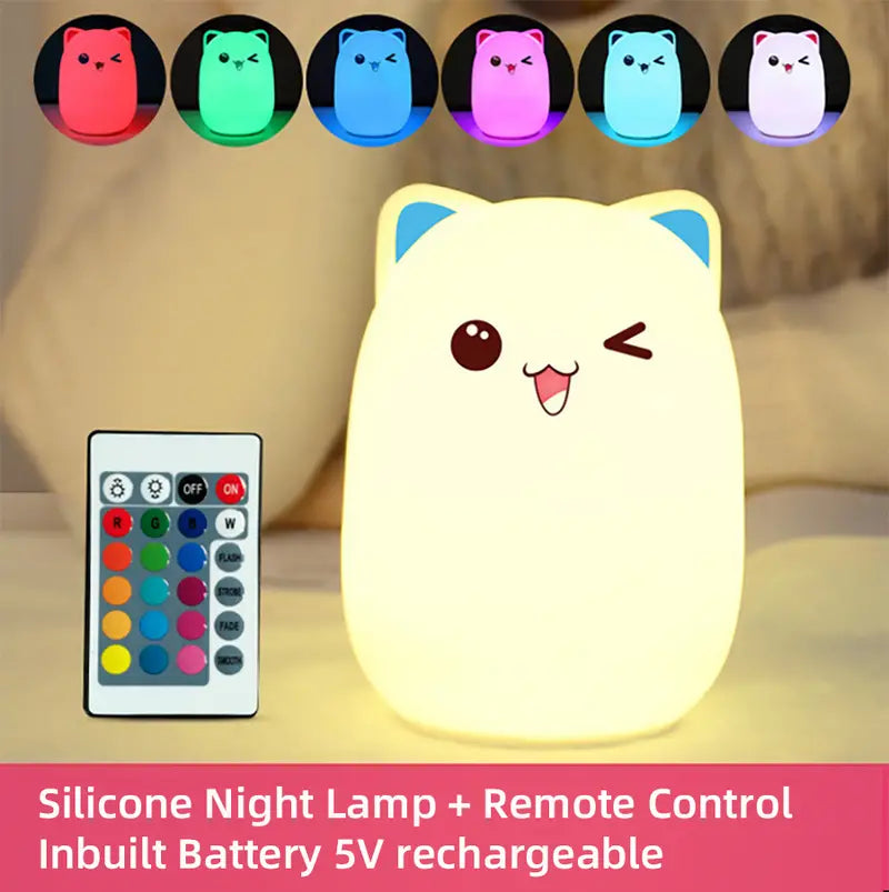LED Nursery Night Light Bear - USB Rechargeable & Touch Sensor