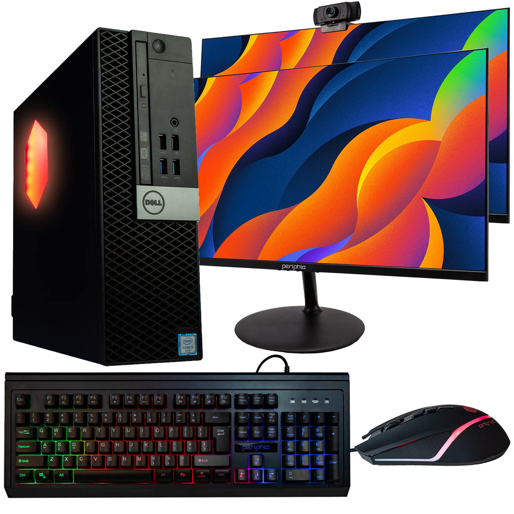 Dell OptiPlex 5040 Desktop Computer PC w/RGB Lighting Ultra-Fast Intel i5 16GB DDR4 RAM 2TB HDD DVD WiFi Dual 24 Monitors Windows 10 Pro (Renewed)