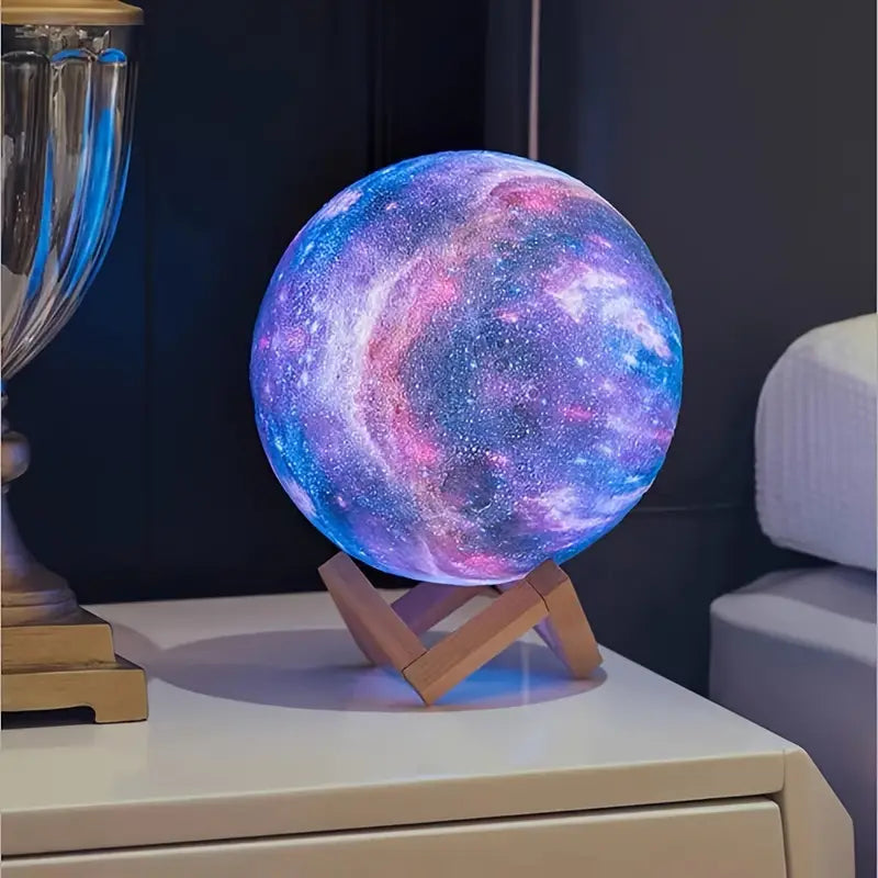 16-Color 3D LED Moon Light with Stand - Night Light