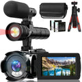 Hojocojo 4K Night Vision Camcorder Digital with IR Light 20X Digital Zoom 270° YouTube Vlogging Camera Recorder Support Full HD 3.0‘’ Camcorder with Microphone 2 Batteries
