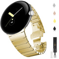 Miimall Compatible for Google Pixel Watch Band Metal No Gap Stainless Steel Metal Wristband with Butterfly Clasp Replacement Bracelet Strap for Google Pixel Watch 1 / Pixel Watch 2 Men Women