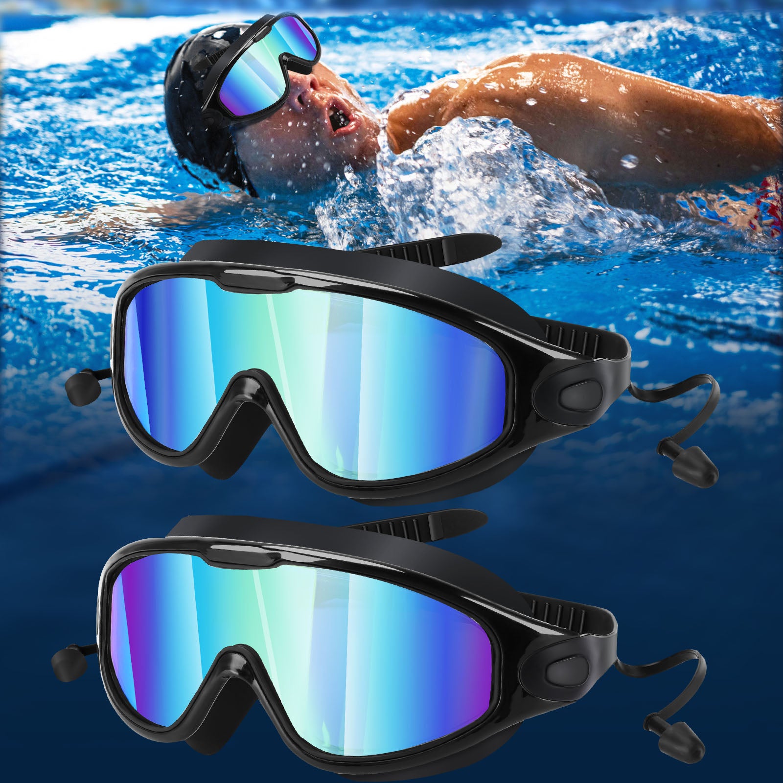 2-Pack Swimming Goggles Set