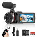 Weochi Video Camera Camcorder 4K 64MP 60FPS Dual Lens Camera with Wireless Mic for Vlogging YouTube Ultra HD 3 Inch Screen 21X Digital Zoom Video Recorder Camera with 64GB SD Card