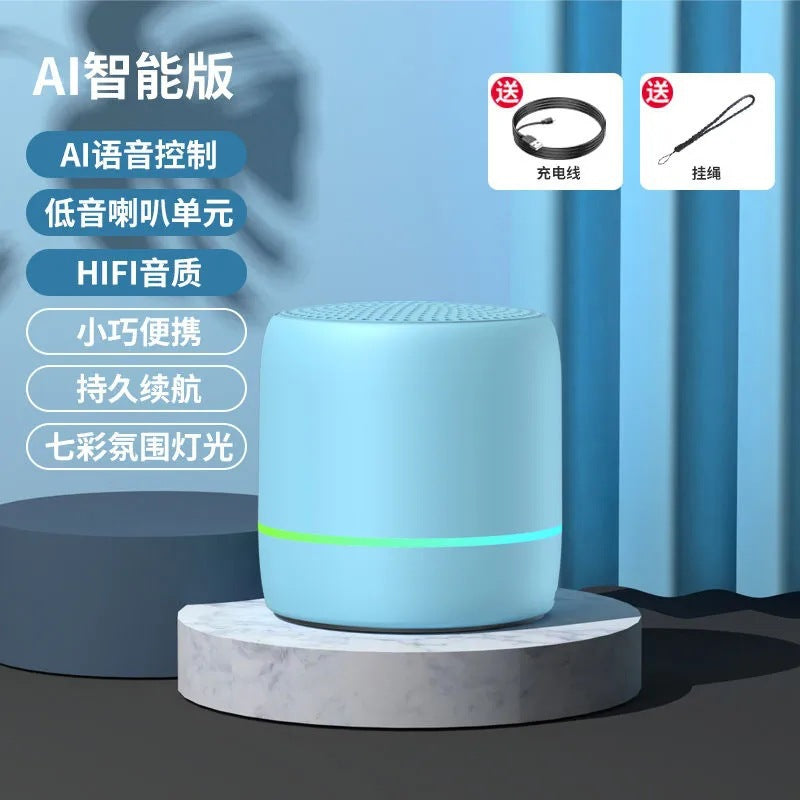 Portable Bluetooth Speaker with AI Voice and Lights