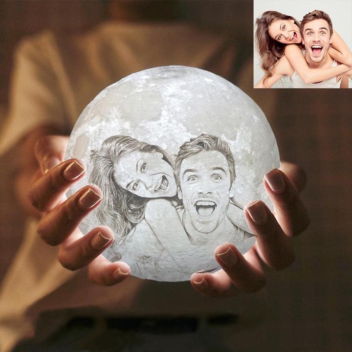 Custom Dual Color Moon Lamp with Touch Control