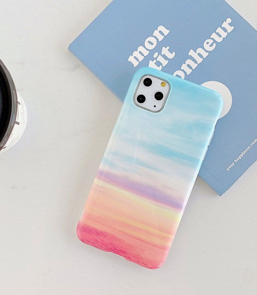 Marble Soft Case with Rainbow Design for Phones