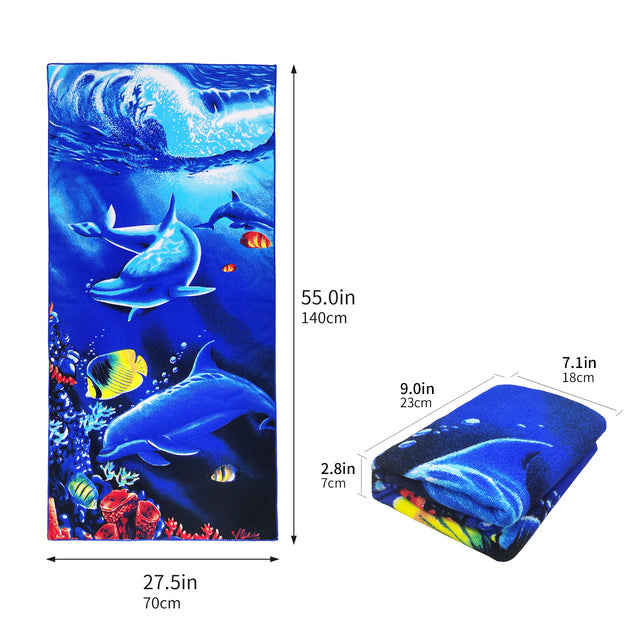 Red Coral & Whale Beach Towels for Yoga & Swimming