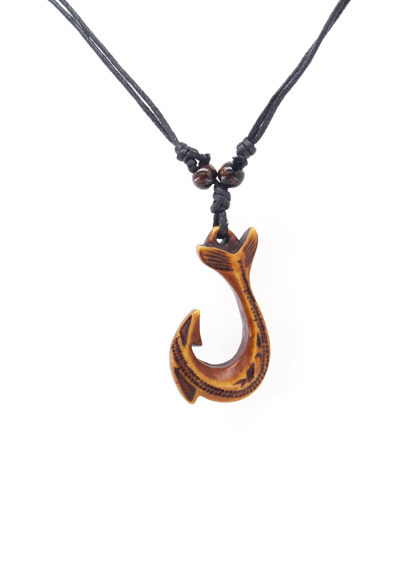 Scddboy Hawaiian Maori Fish Hook Pendant NecklaceMaui Beach Sufer Tribal Necklace