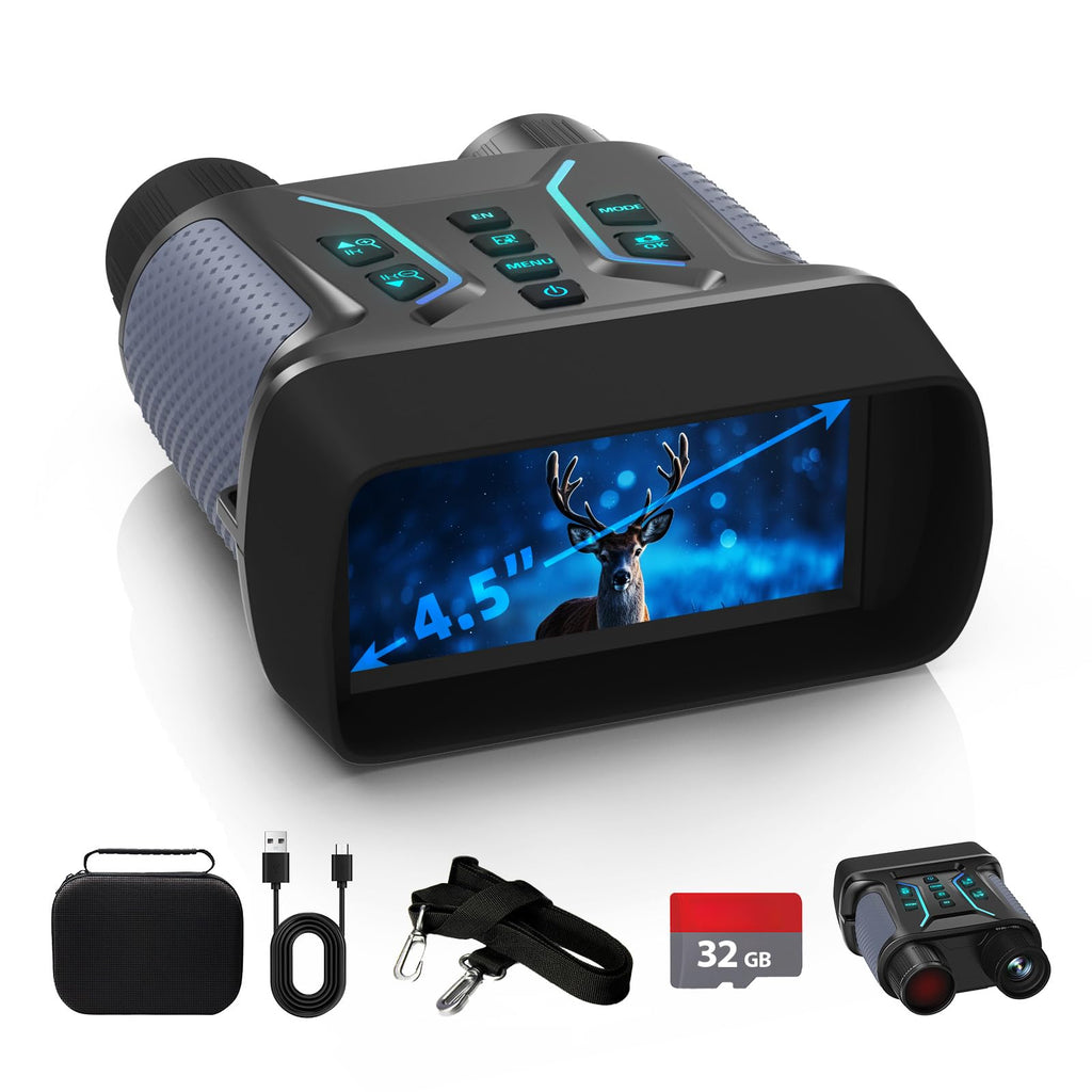 Night Vision Binoculars for Adults & Kids - 4.5 Screen Infrared Night Vision Goggles Camera with Case 4K Video & 36MP Photos 8X Digital Zoom 7-Level Infrared 4500mAh Battery for CampingSecurity