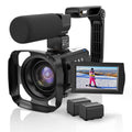 CUTELULY 4K Video Camera Camcorder 48MP UHD 60FPS WiFi IR Night Vision Vlogging Camera for YouTube 16X Digital Zoom Camera with External Microphone Lens Hood Stabilizer Remote Control 2 Batteries