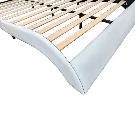 Faux Leather Upholstered Platform Bed Frame With LED Lighting, Bluetooth Connection To Play Music Control, Backrest Vibrating Massage Table Frame