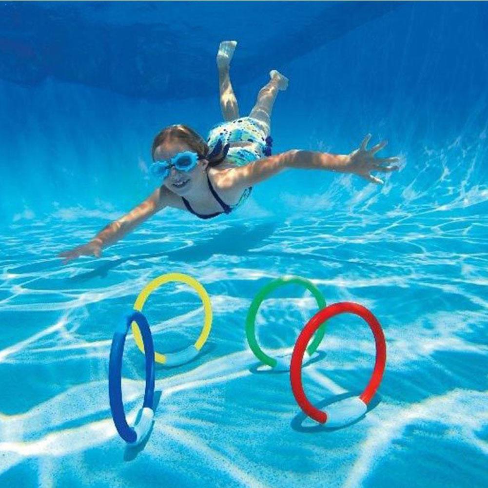4pcs Underwater Diving Rings for Kids Swimming Fun