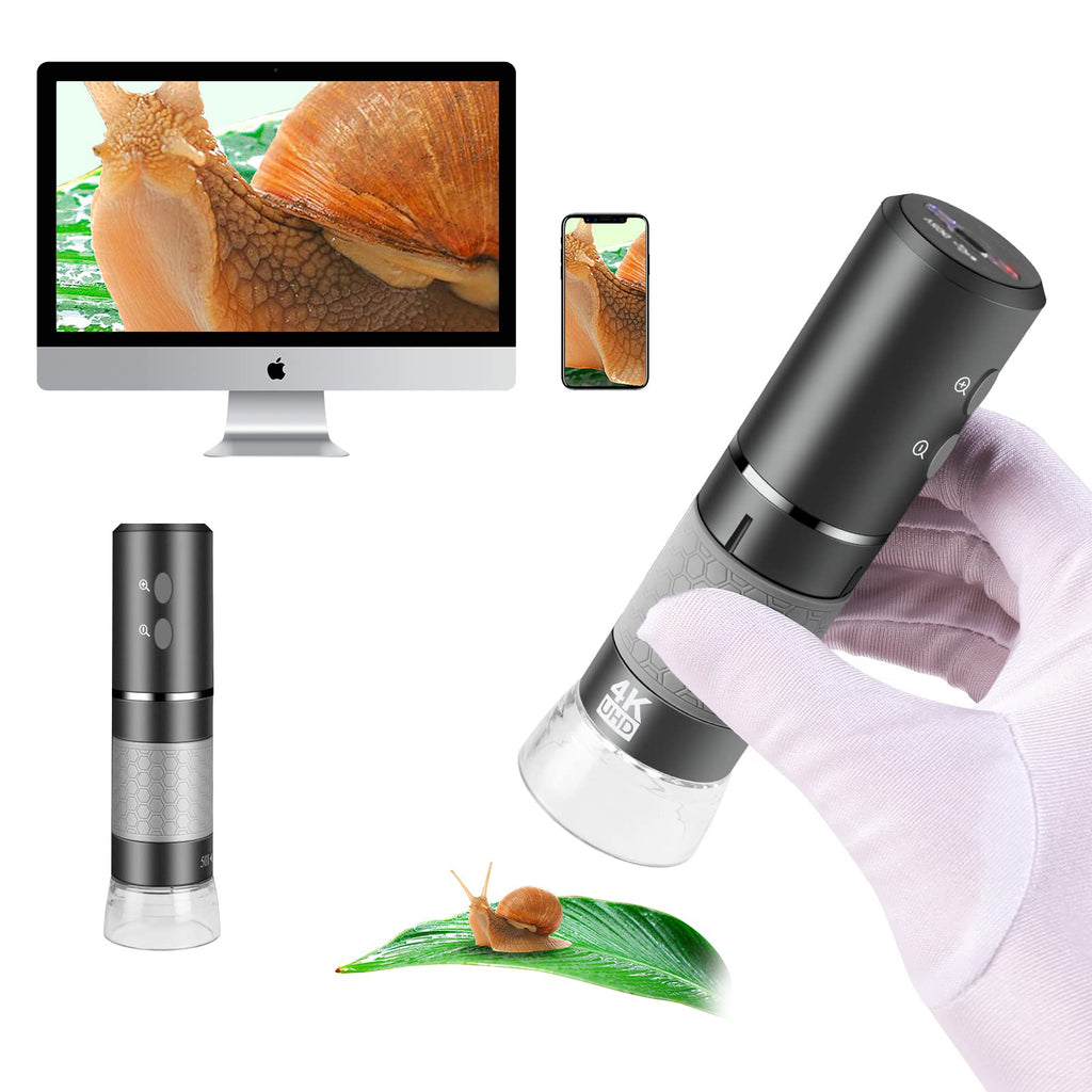 Cainda 4K WiFi Digital Microscope Camera for iPhone Android Phone and Windows Mac PC 3840x2160P Portable Wireless Handheld Microscope for Adults and Kids