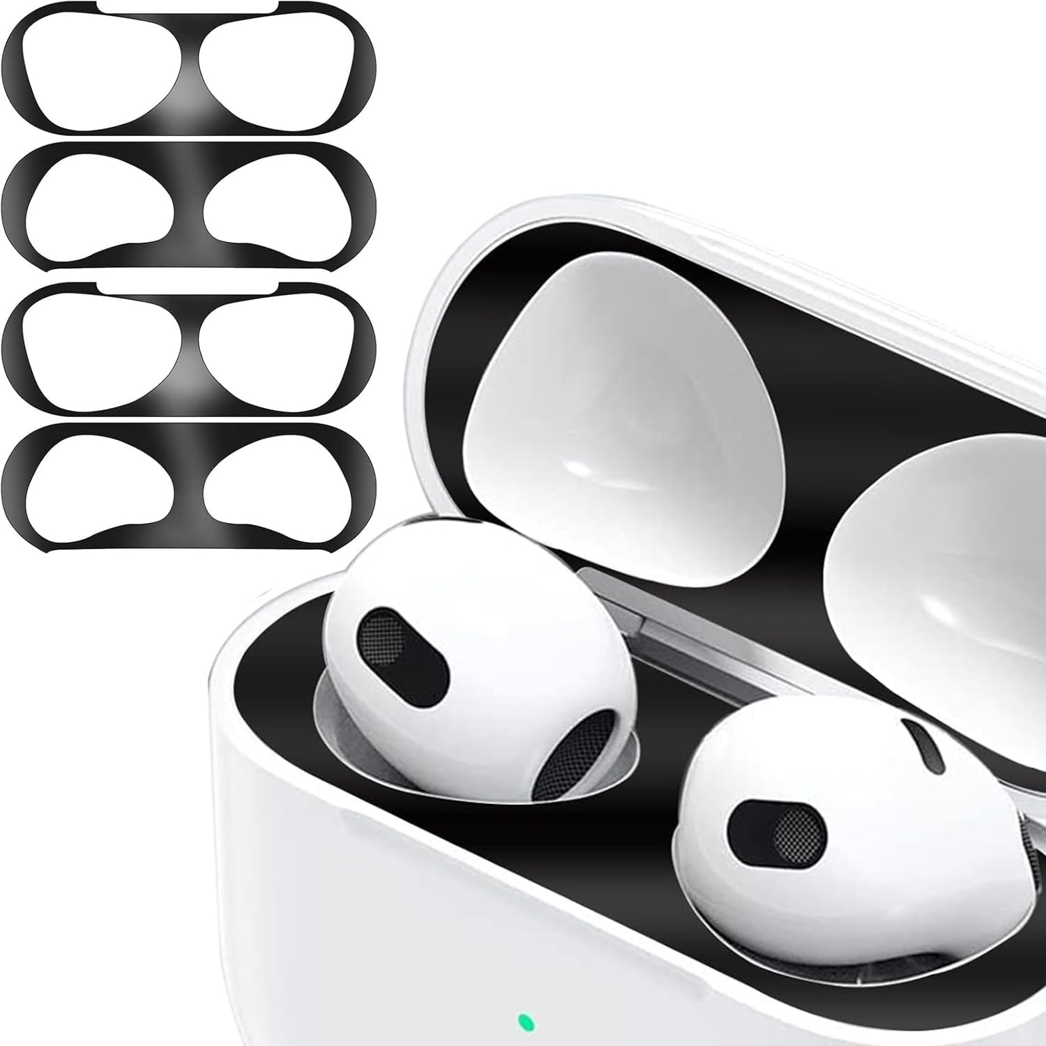 2Set Dust Guard Dust Guard Sticker Compatible with Apple AirPods 4（2024） - Anti-Dust Film Protects from Iron/Metal DustUltra Slim Film Cover Dust Protect Wireless Charging Case (Black+Black)