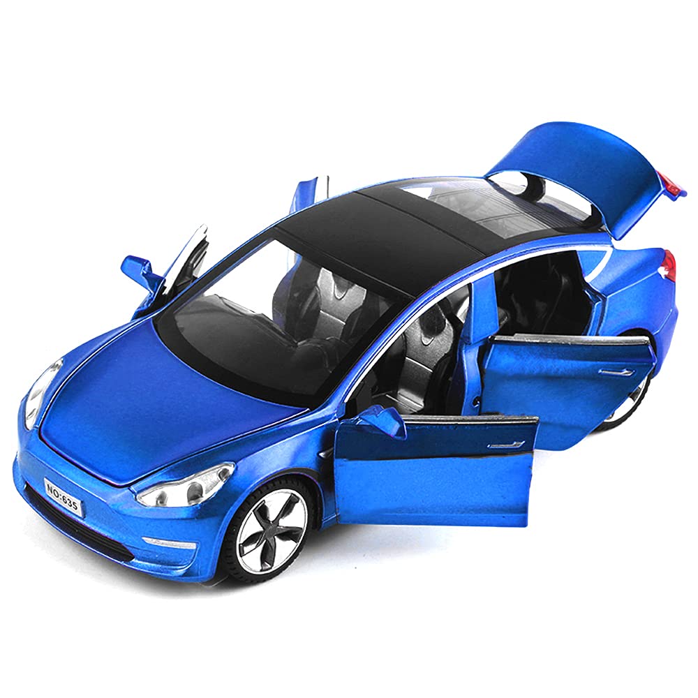 1/32 Model 3 Diecast Car Toy Model 3 Replica Scale Alloy Model 3 Toy Car Pull Back Model 3 Model Car Collectible Model 3 Toy Vehicles Mini Model 3 Play Car for Kids Birthday Xmas Gift (Blue)