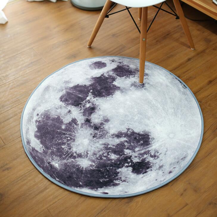 Creative Moon Earth Round Rug for Study Room