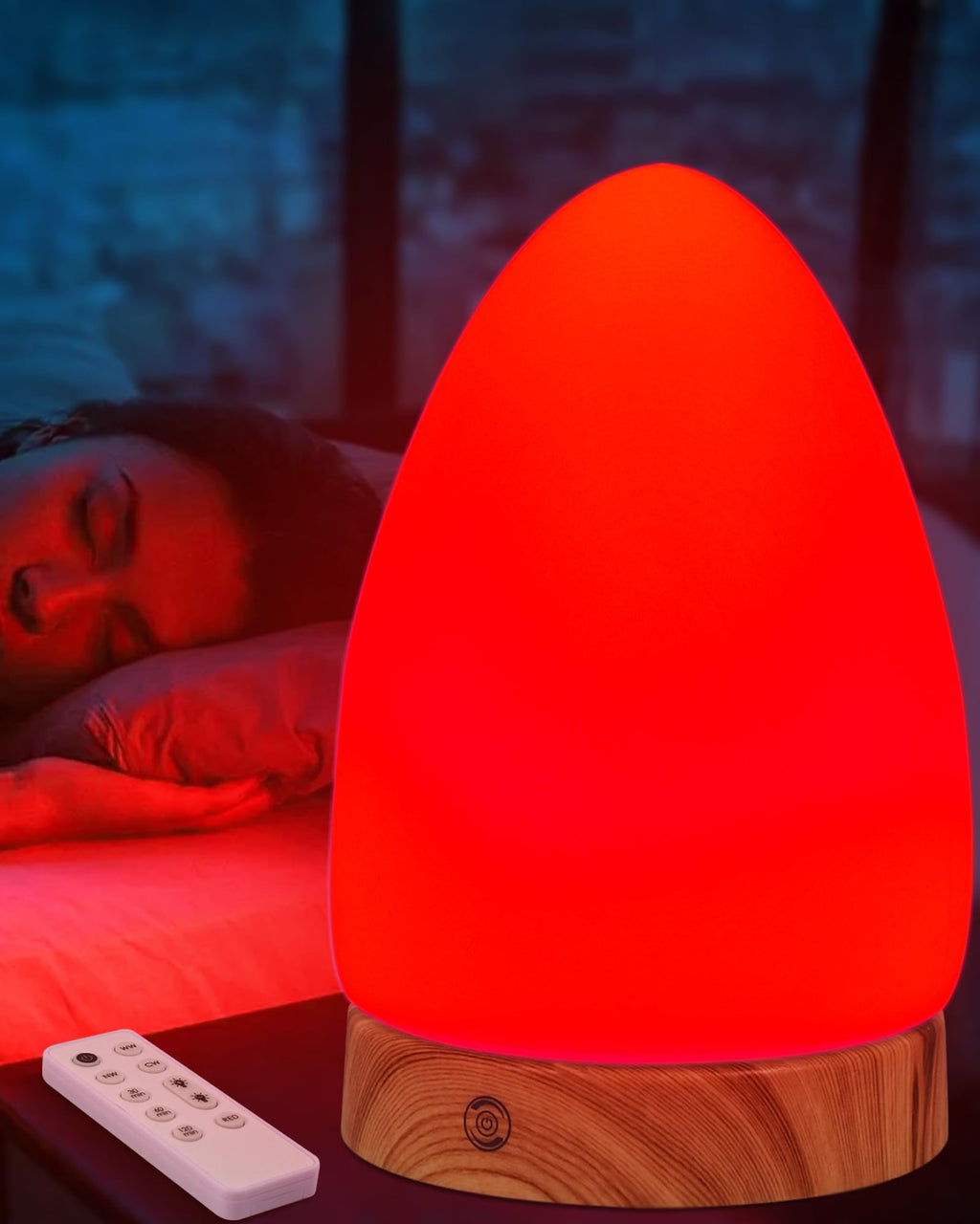 Red Light Night Light Lamp for Sleep Red Nightlight Desk Lamp with 670nm Wavelength Multi-Color and Brightness Options Remote Control USB Charging Elegant Design