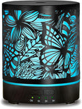 Essential Oil Diffusers 300ML Metal Aromatherapy Oil Diffusers For Large Room Butterflies & Flower Ultrasonic Cool Mist Diffuser with Waterless Auto Shut-Off Protection for Home Office SPA Yoga