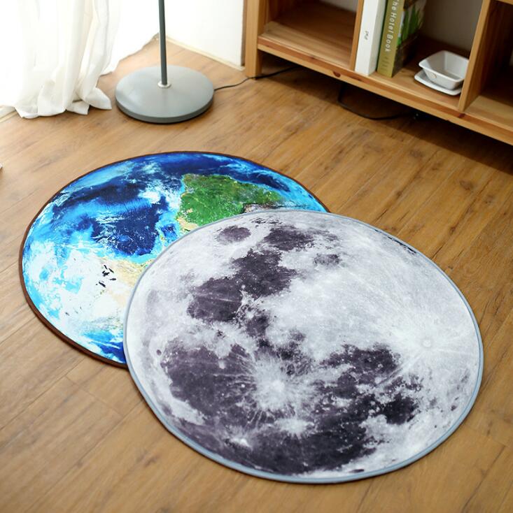 Creative Moon Earth Round Rug for Study Room