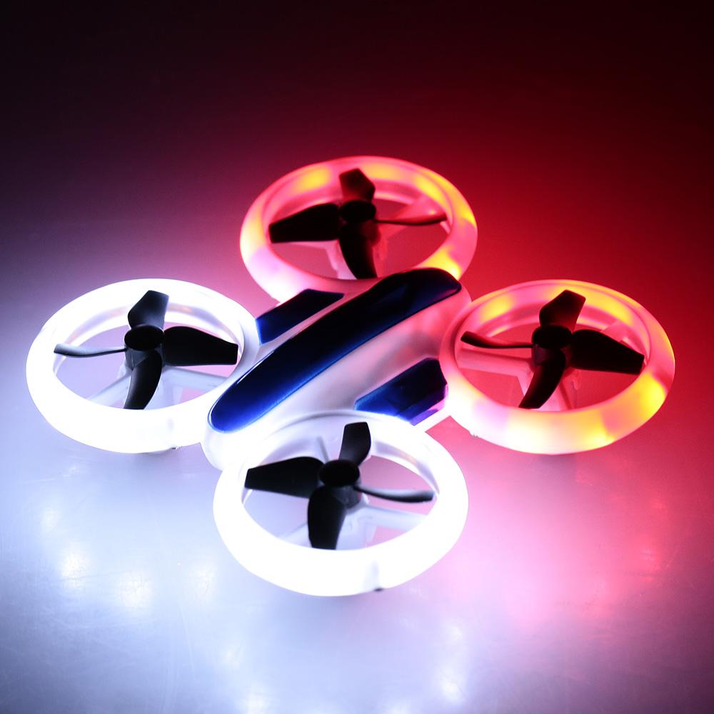 Quadcopter with Colorful LED Lights and Disc Design
