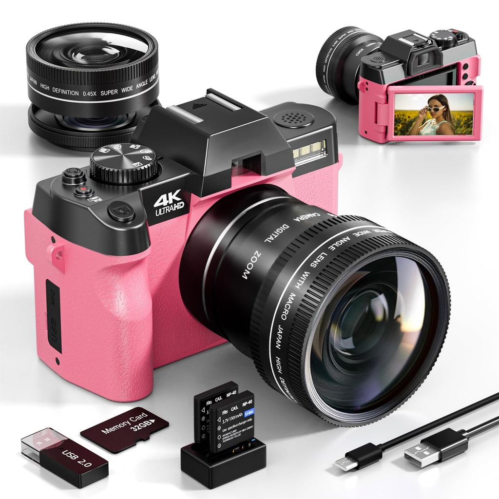 G-Anica Digital Camera 48MP Cameras for Photography with WiFi & App Control 4K Vlogging Camera for YouTubeCompact CameraPerfect for Entry-Level Users and Beginners with Macro&Wide Lens-32GB Card