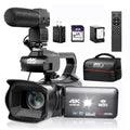 Lierhyt Upgrade 4K UHD Video Camera Camcorder with Mic 18X Digital Zoom Auto-Focus Vlogging Camera for YouTube Antishake Video Recorder with 4" Rotating Touch Screen 64GB SD Card and Battery