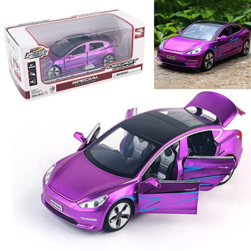 1:32 Scale Model 3 Alloy Car Model Diecast Toy Vehicles for Kids car Model Toy，Pull Back Alloy Car with Lights and MusicMini Vehicles Toys for Kids Gift ，Children Birthday Gift.(Purple)