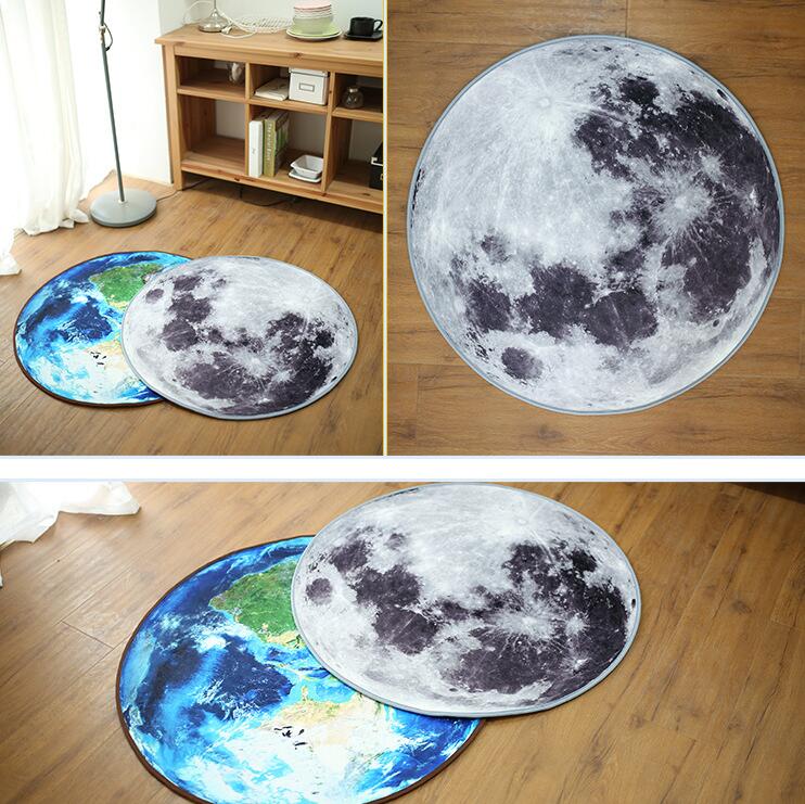 Creative Moon Earth Round Rug for Study Room